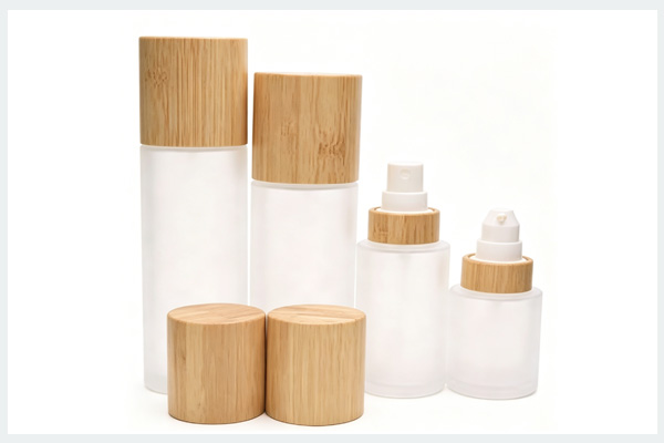 Bamboo cap glass emulsion bottle