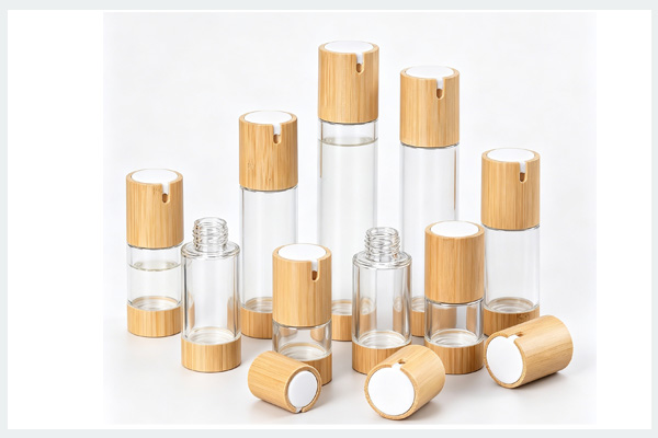 Bamboo caps for skincare sub-bottling series