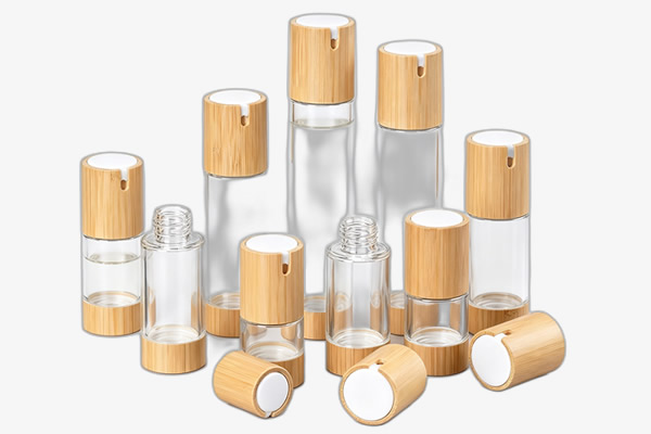 Skin care mini bottle series with bamboo caps